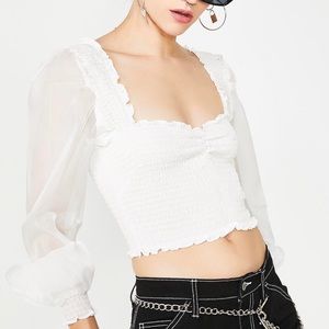 Pure Lady Love Smocked Crop Top